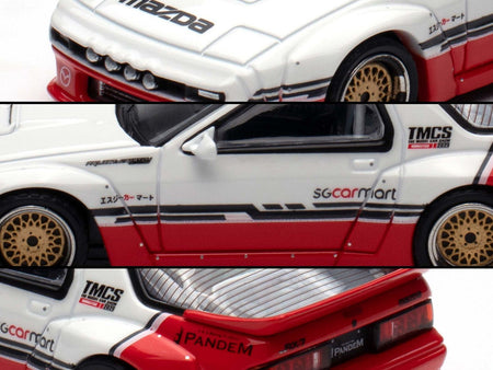 Mazda RX-7 (FC3S) "Pandem Rocket Bunny" White and Red with Black Stripes "The Model Car Show Singapore 2025 Event Edition" 1/64 Diecast Model Car by Inno Models-Inno Models-ModelCars.com