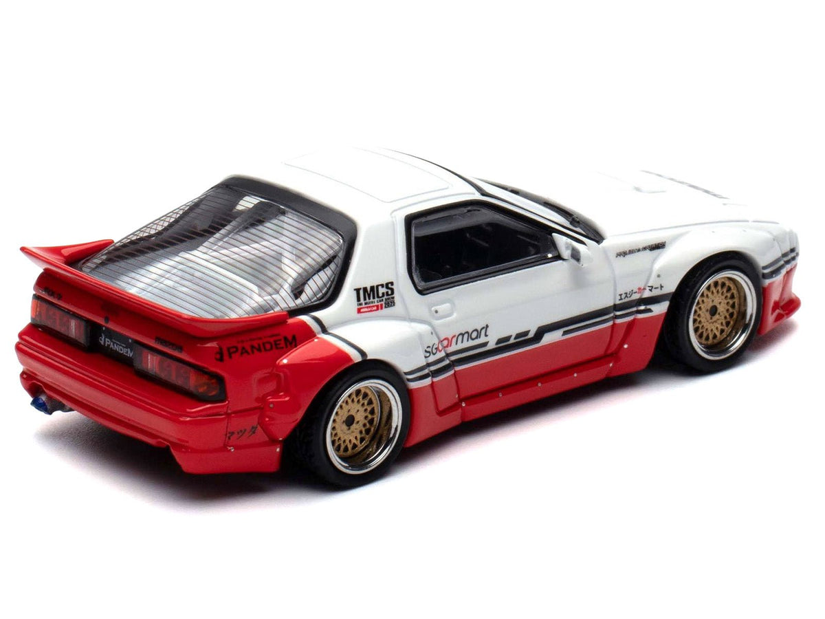 Mazda RX-7 (FC3S) "Pandem Rocket Bunny" White and Red with Black Stripes "The Model Car Show Singapore 2025 Event Edition" 1/64 Diecast Model Car by Inno Models-Inno Models-ModelCars.com