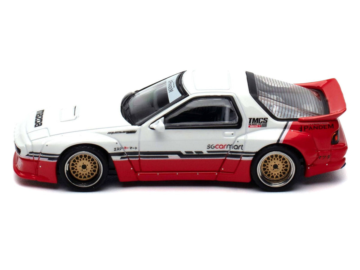 Mazda RX-7 (FC3S) "Pandem Rocket Bunny" White and Red with Black Stripes "The Model Car Show Singapore 2025 Event Edition" 1/64 Diecast Model Car by Inno Models-Inno Models-ModelCars.com