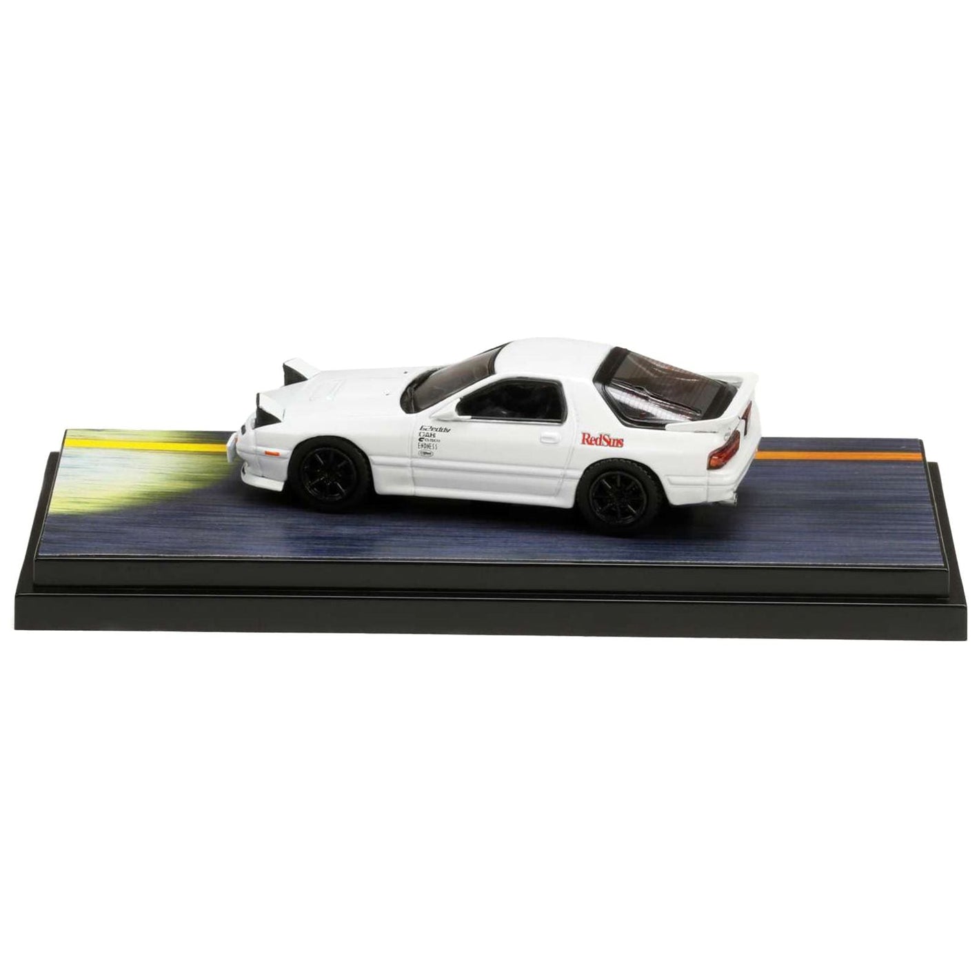 Mazda RX - 7 (FC3S) RHD (Right Hand Drive) White "RedSuns" with Ryosuke Takahashi Driver Figure "Initial D" (1995 - 2013) Manga 1/64 Diecast Model Car by Hobby Japan - Hobby Japan - ModelCars.com