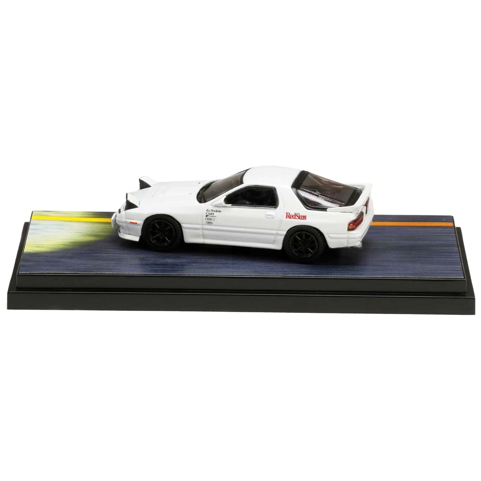 Mazda RX - 7 (FC3S) RHD (Right Hand Drive) White "RedSuns" with Ryosuke Takahashi Driver Figure "Initial D" (1995 - 2013) Manga 1/64 Diecast Model Car by Hobby Japan - Hobby Japan - ModelCars.com