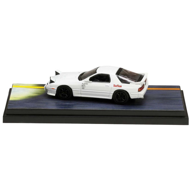 Mazda RX-7 (FC3S) RHD (Right Hand Drive) White "RedSuns" with Ryosuke Takahashi Driver Figure "Initial D" (1995-2013) Manga 1/64 Diecast Model Car by Hobby Japan-Hobby Japan-ModelCars.com