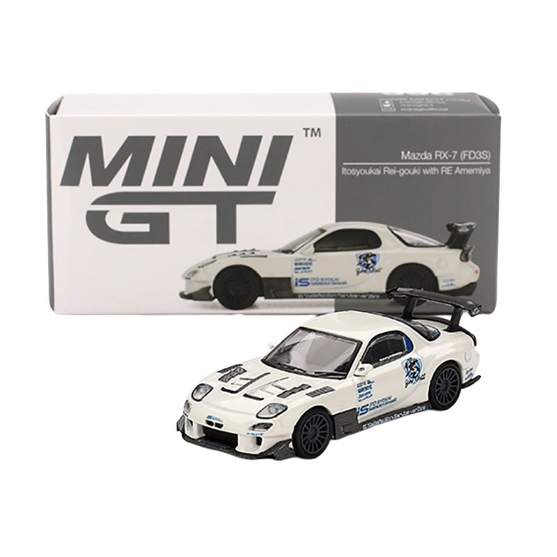 Mazda RX-7 (FD3S) "Itosyoukai Rei-gouki with RE Amemiya" RHD (Right Hand Drive) White with Graphics Limited Edition 1/64 Diecast Model Car by Mini GT-Mini GT-ModelCars.com