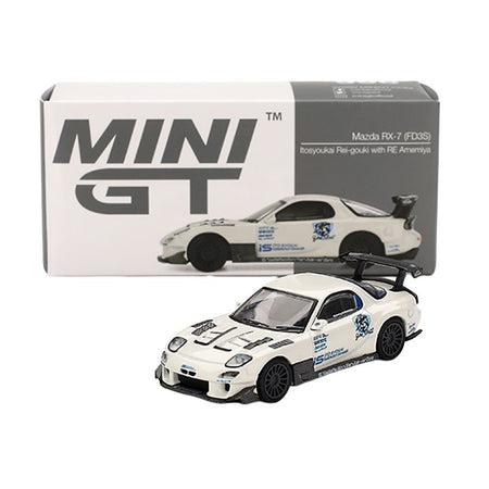 Mazda RX-7 (FD3S) "Itosyoukai Rei-gouki with RE Amemiya" RHD (Right Hand Drive) White with Graphics Limited Edition 1/64 Diecast Model Car by Mini GT-Mini GT-ModelCars.com