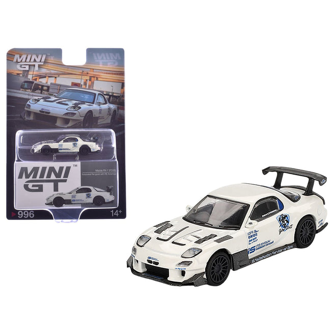 Mazda RX-7 (FD3S) "Itosyoukai Rei-gouki with RE Amemiya" RHD (Right Hand Drive) White with Graphics Limited Edition 1/64 Diecast Model Car by Mini GT-Mini GT-ModelCars.com