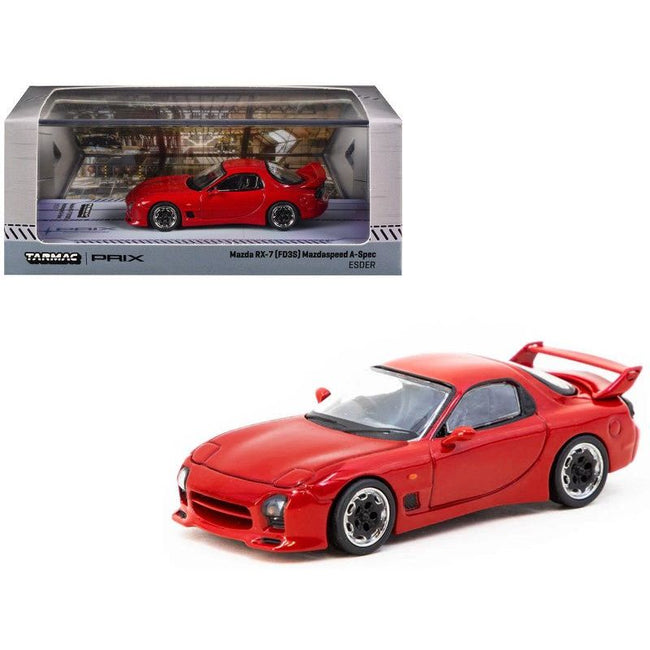 Mazda RX-7 (FD3S) Mazdaspeed A-Spec RHD (Right Hand Drive) "PRIX-ESDER" Red "Global64" Series 1/64 Diecast Model by Tarmac Works-Tarmac Works-ModelCars.com