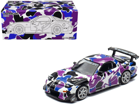 Mazda RX-7 (FD3S) RHD (Right Hand Drive) "BAPE (A Bathing Ape)" Purple Camouflage 1/64 Diecast Model Car by Pop Race-Pop Race-ModelCars.com