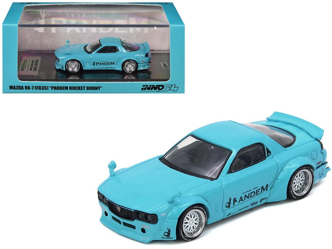 Mazda RX-7 (FD3S) RHD (Right Hand Drive) "Pandem Rocket Bunny" Light Blue 1/64 Diecast Model Car by Inno Models-Inno Models-ModelCars.com