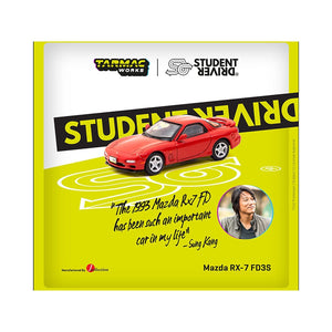 Mazda RX-7 FD3S RHD (Right Hand Drive) Red "Student Driver" "J Collection" Series 1/64 Diecast Model by Tarmac Works