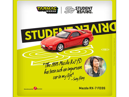 Mazda RX-7 FD3S RHD (Right Hand Drive) Red "Student Driver" "J Collection" Series 1/64 Diecast Model by Tarmac Works-Tarmac Works-ModelCars.com