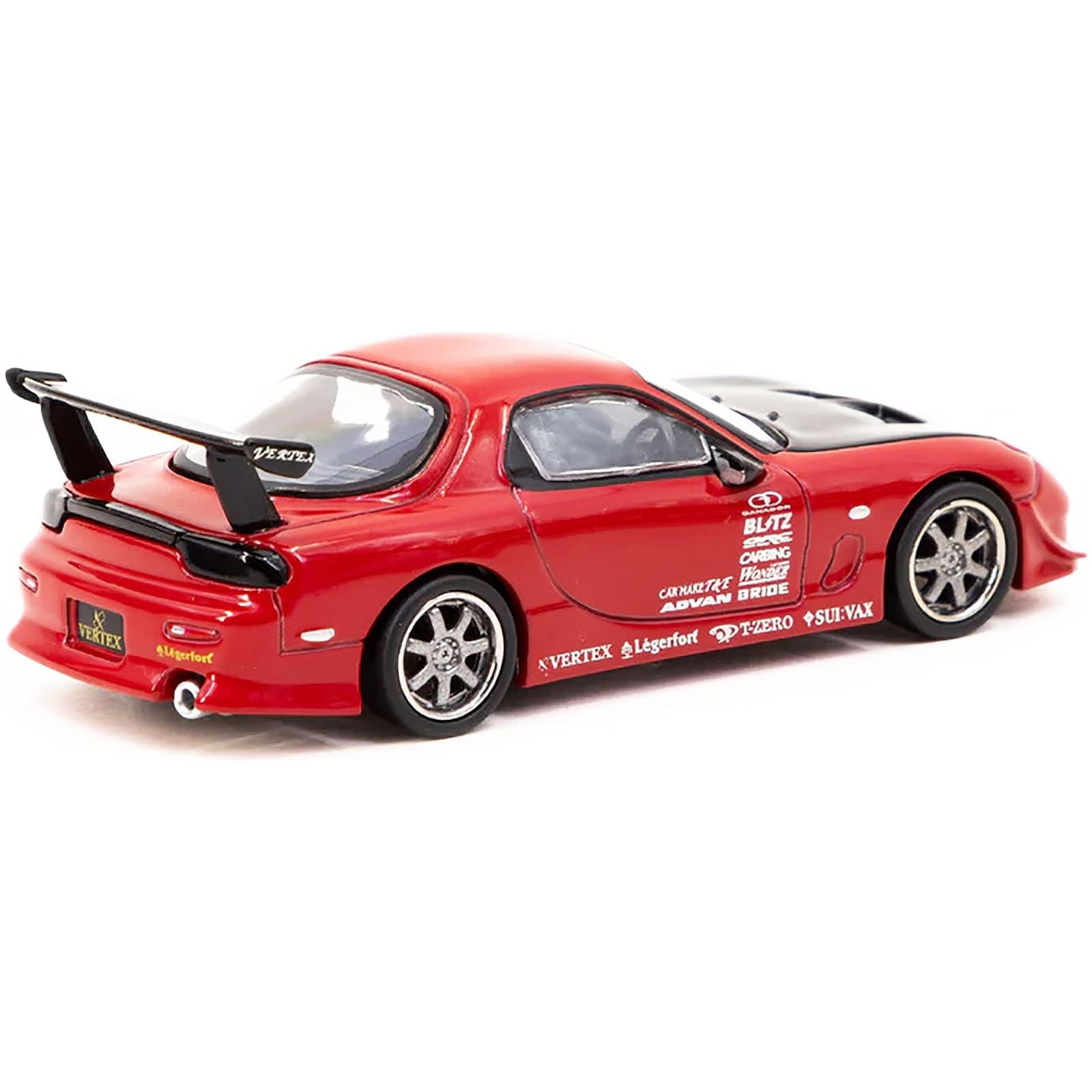 Mazda RX - 7 FD3S "VERTEX" RHD (Right Hand Drive) Red with Black Hood "Global64" Series 1/64 Diecast Model Car by Tarmac Works - Tarmac Works - ModelCars.com