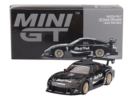 Mazda RX-7 LB-Super Silhouette #20 "Liberty Walk" Black Limited Edition 1/64 Diecast Model Car by Mini GT-Mini GT-ModelCars.com