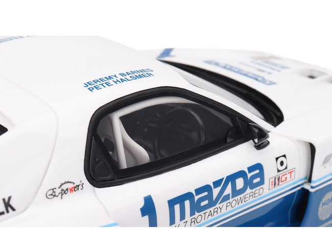 Mazda RX-7 LB-Super Silhouette RHD (Right Hand Drive) #1 Jeremy Barnes - Pete Halsmer "IMSA" White and Blue 1/18 Model Car by Top Speed-Top Speed-ModelCars.com