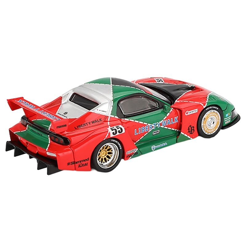 Mazda RX-7 LB-Super Silhouette RHD (Right Hand Drive) #55 "787B Tribute" Red and Green Limited Edition 1/64 Diecast Model Car by Mini GT-Mini GT-ModelCars.com