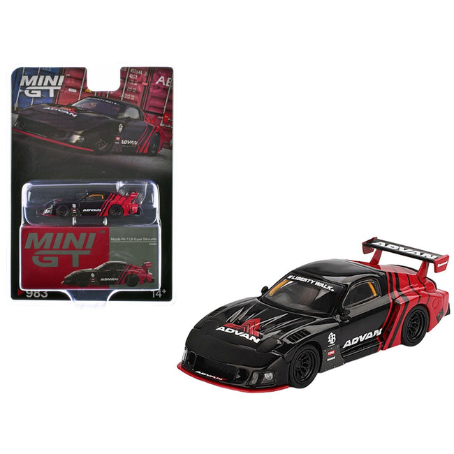 Mazda RX-7 LB-Super Silhouette RHD (Right Hand Drive) "Advan" Black and Red Limited Edition 1/64 Diecast Model Car by Mini GT-Mini GT-ModelCars.com