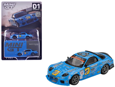 Mazda RX-7 RE-Amemiya RHD (Right Hand Drive) Blue with Graphics "D1GP" (2025) Limited Edition 1/64 Diecast Model Car by Mini GT-Mini GT-ModelCars.com
