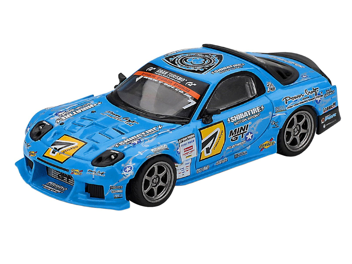 Mazda RX-7 RE-Amemiya RHD (Right Hand Drive) Blue with Graphics "D1GP" (2025) Limited Edition 1/64 Diecast Model Car by Mini GT-Mini GT-ModelCars.com