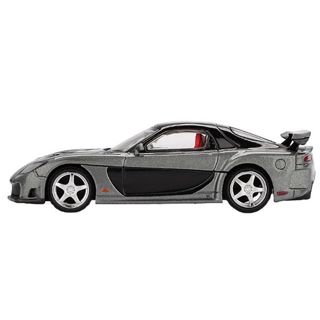 Mazda RX-7 "VeilSide Fortune7" Gray Metallic and Black with Red Interior Limited Edition 1/64 Diecast Model Car by Mini GT-Mini GT-ModelCars.com