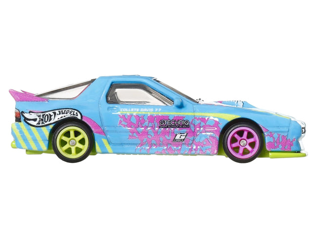 Mazda RX7 FC PANDEM Blue with Graphics "Silhouettes" Series Diecast Model Car by Hot Wheels-Hotwheels-ModelCars.com