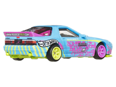 Mazda RX7 FC PANDEM Blue with Graphics "Silhouettes" Series Diecast Model Car by Hot Wheels-Hotwheels-ModelCars.com