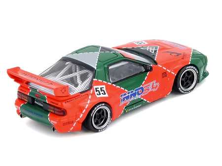 Mazda RX7 (FC3S) "Pandem Aero" RHD (Right Hand Drive) 55 Red and Green "Hong Kong Toycar Salon 2025 Event Edition" 1/64 Diecast Model Car by Inno Models-Inno Models-ModelCars.com