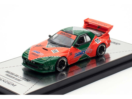 Mazda RX7 (FC3S) "Pandem Aero" RHD (Right Hand Drive) 55 Red and Green "Hong Kong Toycar Salon 2025 Event Edition" 1/64 Diecast Model Car by Inno Models-Inno Models-ModelCars.com
