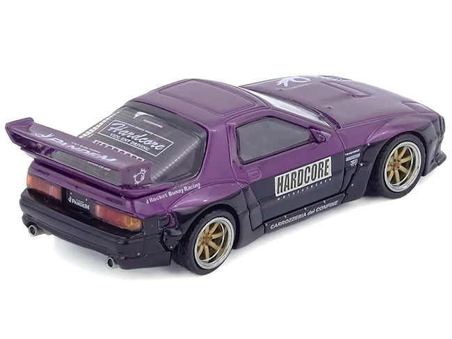 Mazda RX7 (FC3S) "Pandem Rocket Bunny" Kit Purple Metallic and Black 1/64 Diecast Model Car by Inno Models-Inno Models-ModelCars.com