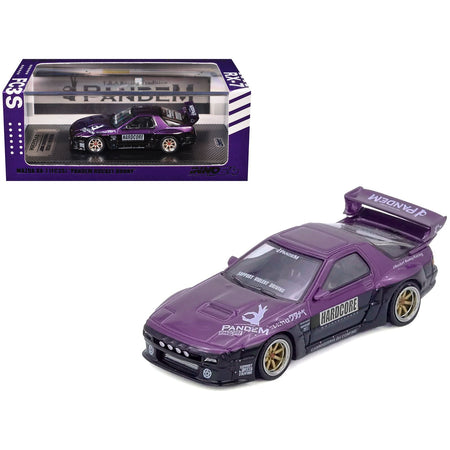 Mazda RX7 (FC3S) "Pandem Rocket Bunny" Kit Purple Metallic and Black 1/64 Diecast Model Car by Inno Models-Inno Models-ModelCars.com
