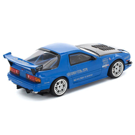 Mazda RX7 (FC3S) RE Amemiya RHD (Right Hand Drive) Blue Metallic with Carbon Hood 1/64 Diecast Model Car by Pop Race-Pop Race-ModelCars.com