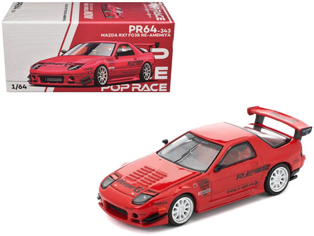 Mazda RX7 (FC3S) RE Amemiya RHD (Right Hand Drive) Red Metallic 1/64 Diecast Model Car by Pop Race-Pop Race-ModelCars.com
