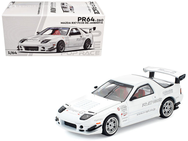 Mazda RX7 (FC3S) RE Amemiya RHD (Right Hand Drive) White 1/64 Diecast Model Car by Pop Race-Pop Race-ModelCars.com