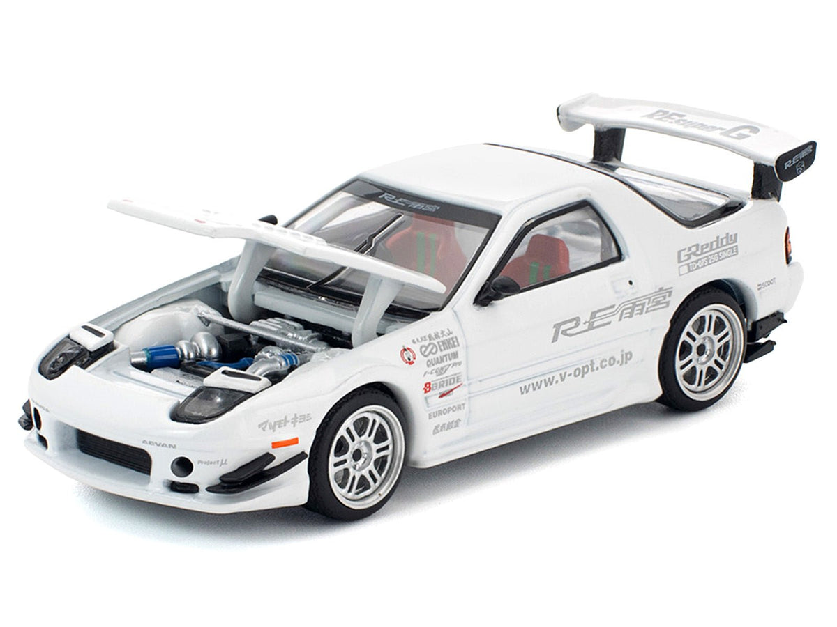 Mazda RX7 (FC3S) RE Amemiya RHD (Right Hand Drive) White 1/64 Diecast Model Car by Pop Race-Pop Race-ModelCars.com