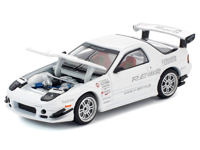 Mazda RX7 (FC3S) RE Amemiya RHD (Right Hand Drive) White 1/64 Diecast Model Car by Pop Race-Pop Race-ModelCars.com