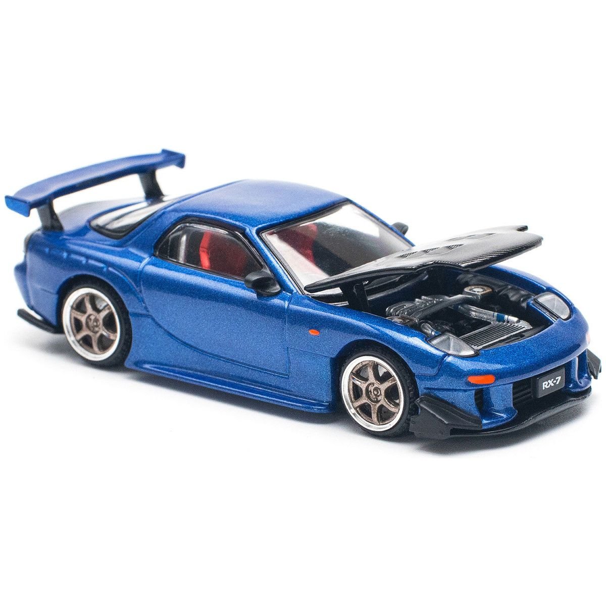 Mazda RX7 (FD) "RE Amemiya" RHD (Right Hand Drive) Blue Metallic with Carbon Top 1/64 Diecast Model Car by Pop Race - Pop Race - ModelCars.com