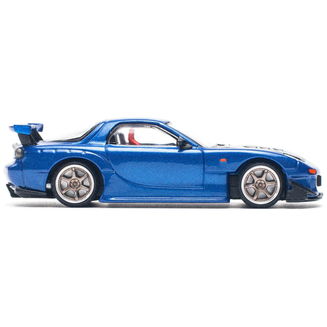 Mazda RX7 (FD) "RE Amemiya" RHD (Right Hand Drive) Blue Metallic with Carbon Top 1/64 Diecast Model Car by Pop Race-Pop Race-ModelCars.com