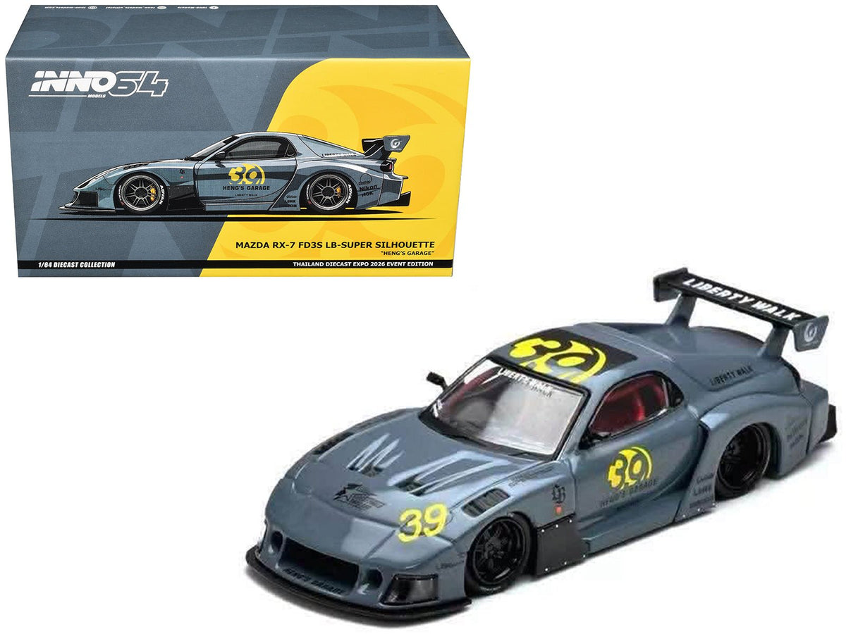 Mazda RX7 (FD3S) LB-Super Silhouette RHD (Right Hand Drive) 39 "Heng's Garage" Gray "Thailand Diecast Expo 2026 Event Edition" 1/64 Diecast Model Car by Inno Models-Inno Models-ModelCars.com