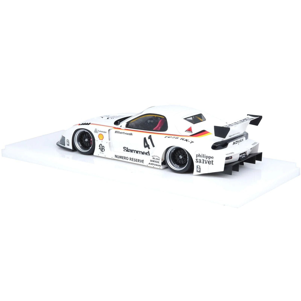 Mazda RX7 (FD3S) LB-Super Silhouette RHD (Right Hand Drive) #41 White with Stripes and Graphics 1/18 Model Car by Inno Models-Inno Models-ModelCars.com