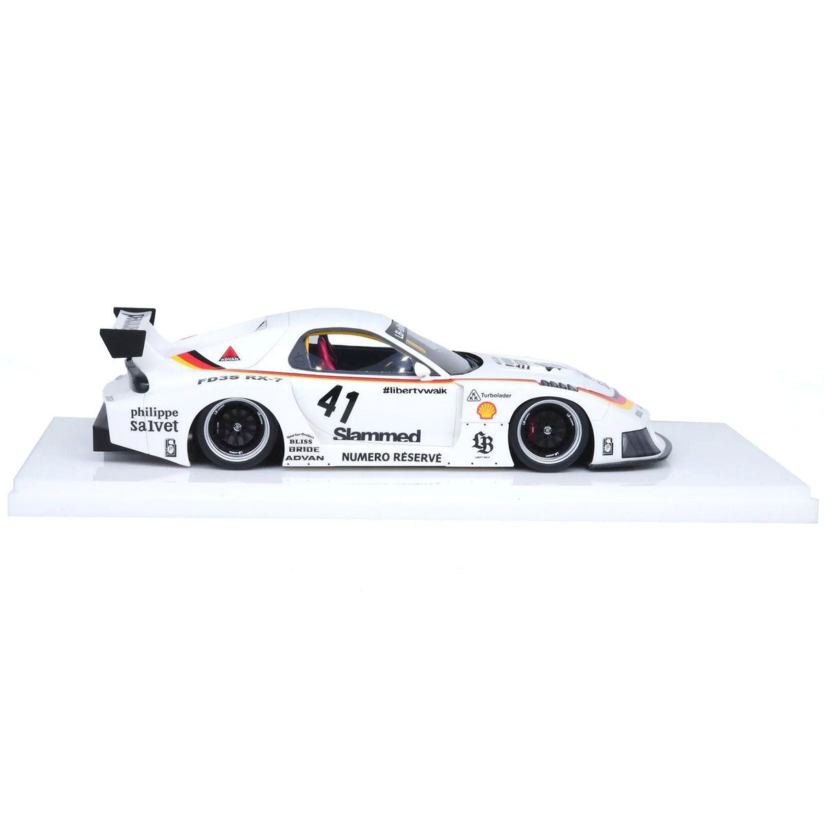 Mazda RX7 (FD3S) LB-Super Silhouette RHD (Right Hand Drive) #41 White with Stripes and Graphics 1/18 Model Car by Inno Models-Inno Models-ModelCars.com