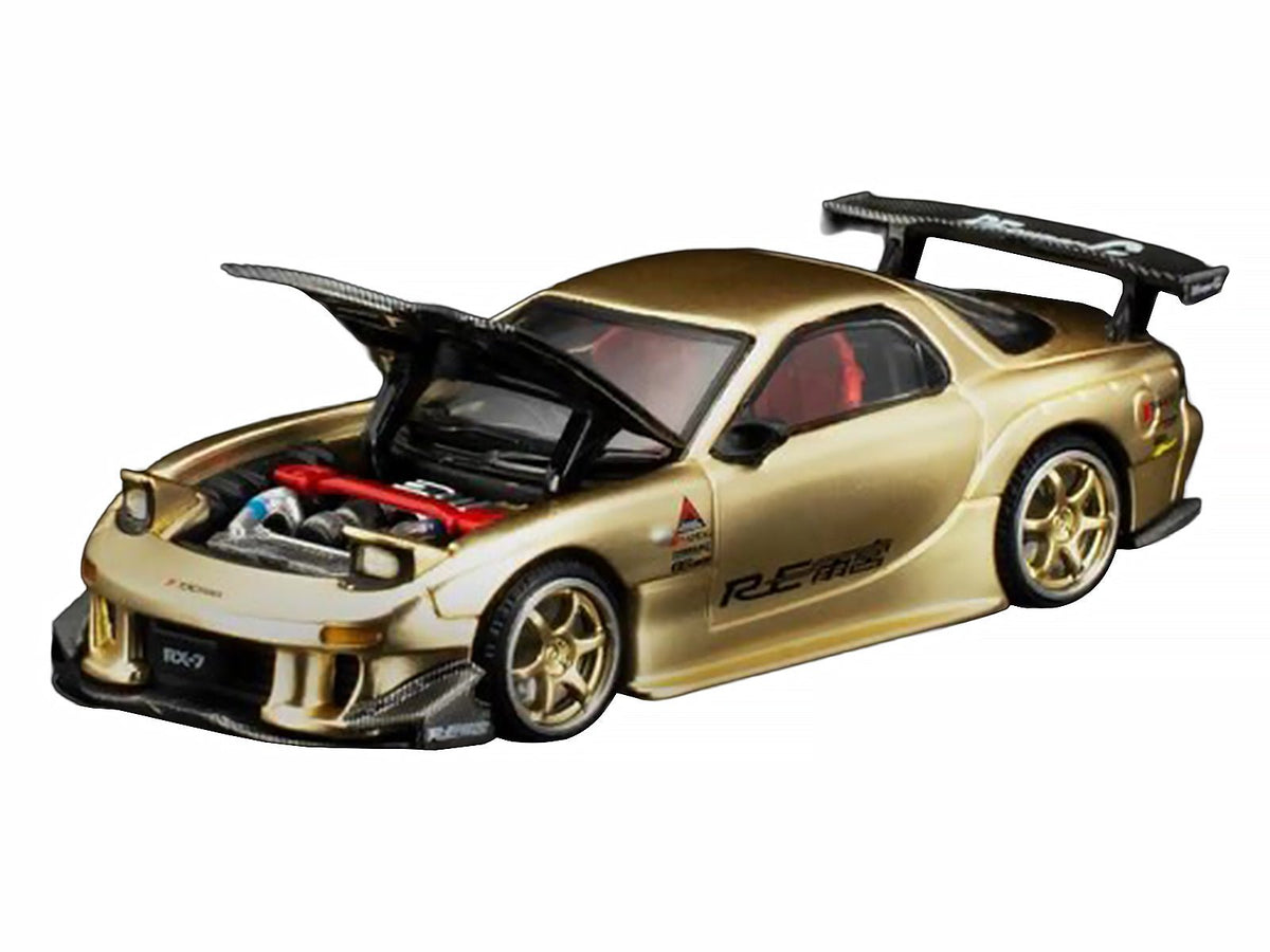 Mazda RX7 (FD3S) RE Amemiya RHD (Right Hand Drive) Gold Metallic with Carbon Hood "Thailand Diecast Expo 2026" 1/64 Diecast Model Car by Pop Race-Pop Race-ModelCars.com