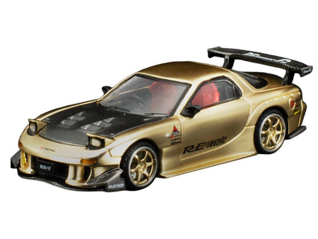 Mazda RX7 (FD3S) RE Amemiya RHD (Right Hand Drive) Gold Metallic with Carbon Hood "Thailand Diecast Expo 2026" 1/64 Diecast Model Car by Pop Race-Pop Race-ModelCars.com