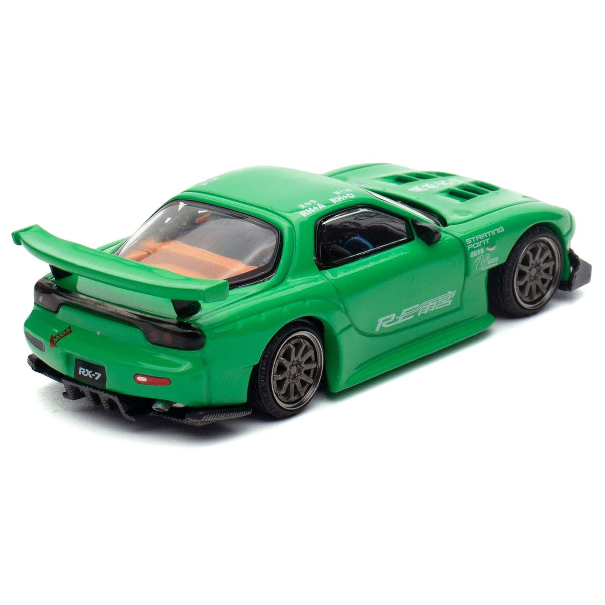 Mazda RX7 "RE Amemiya" Widebody RHD (Right Hand Drive) Green 1/64 Diecast Model Car by Pop Race-Pop Race-ModelCars.com