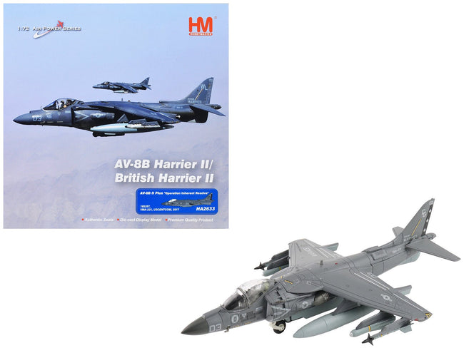 McDonnell Douglas AV-8B Plus Harrier II Aircraft "165357 VMA-231 Ace of Spades Operation Inherent Resolve USCENTCOM" (2017) United States Marine Corps "Air Power Series" 1/72 Diecast Model by Hobby Master-Hobby Master-ModelCars.com