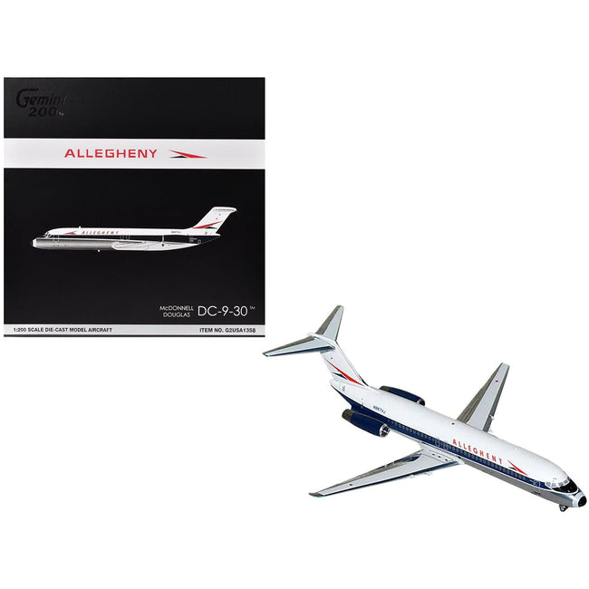 McDonnell Douglas DC-9-30 Commercial Aircraft "Allegheny Airlines" (N967VJ) White with Blue Stripes "Gemini 200" Series 1/200 Diecast Model Airplane by GeminiJets-GeminiJets-ModelCars.com