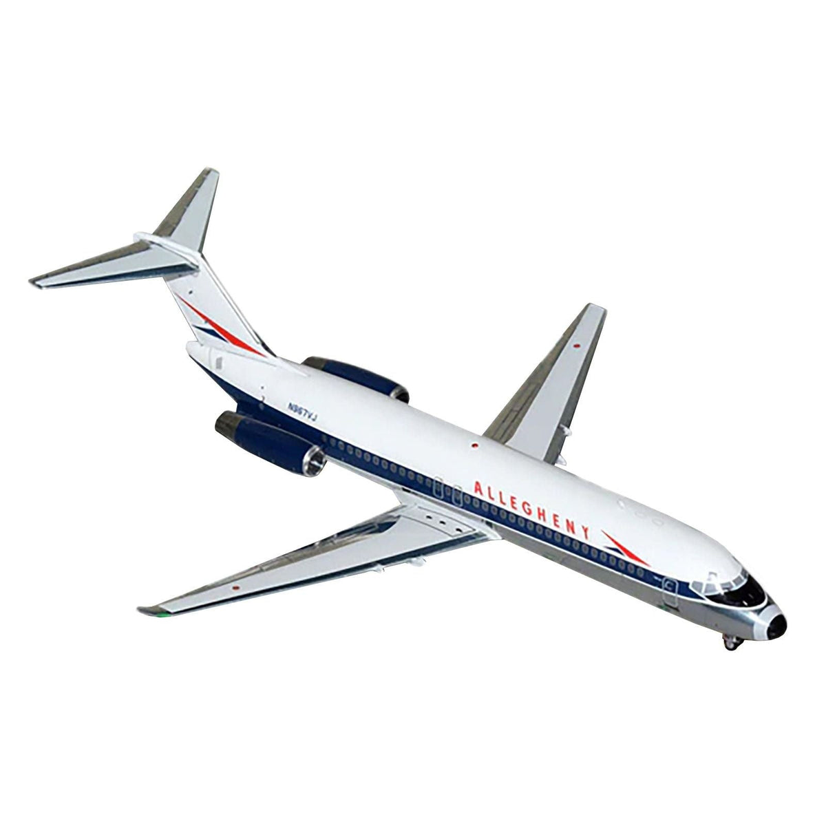 McDonnell Douglas DC-9-30 Commercial Aircraft "Allegheny Airlines" (N967VJ) White with Blue Stripes "Gemini 200" Series 1/200 Diecast Model Airplane by GeminiJets-GeminiJets-ModelCars.com