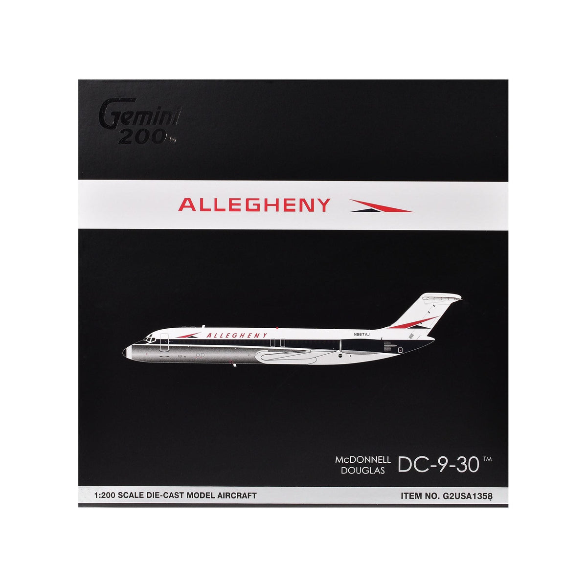 McDonnell Douglas DC-9-30 Commercial Aircraft "Allegheny Airlines" (N967VJ) White with Blue Stripes "Gemini 200" Series 1/200 Diecast Model Airplane by GeminiJets-GeminiJets-ModelCars.com