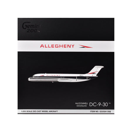 McDonnell Douglas DC-9-30 Commercial Aircraft "Allegheny Airlines" (N967VJ) White with Blue Stripes "Gemini 200" Series 1/200 Diecast Model Airplane by GeminiJets-GeminiJets-ModelCars.com