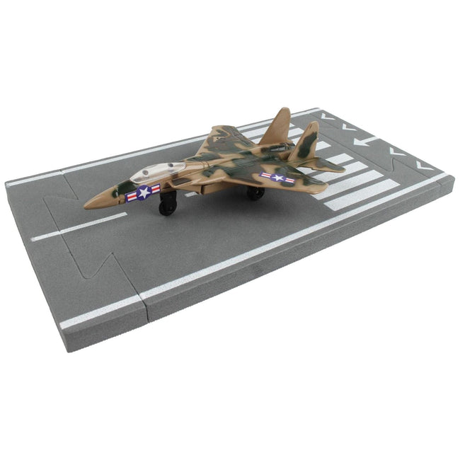 McDonnell Douglas F - 15 Eagle Fighter Aircraft Desert Camouflage "United States Air Force" with Runway Section Diecast Model Airplane by Runway24 - Runway24 - ModelCars.com