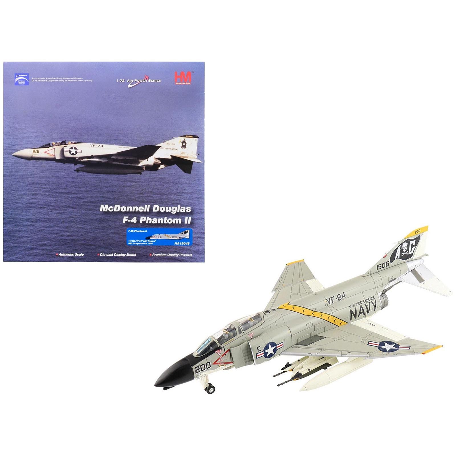 McDonnell Douglas F - 4B Phantom II Fighter Aircraft "VF - 84 'Jolly Rogers' USS Independence" (1964) United States Navy "Air Power Series" 1/72 Diecast Model by Hobby Master - Hobby Master - ModelCars.com