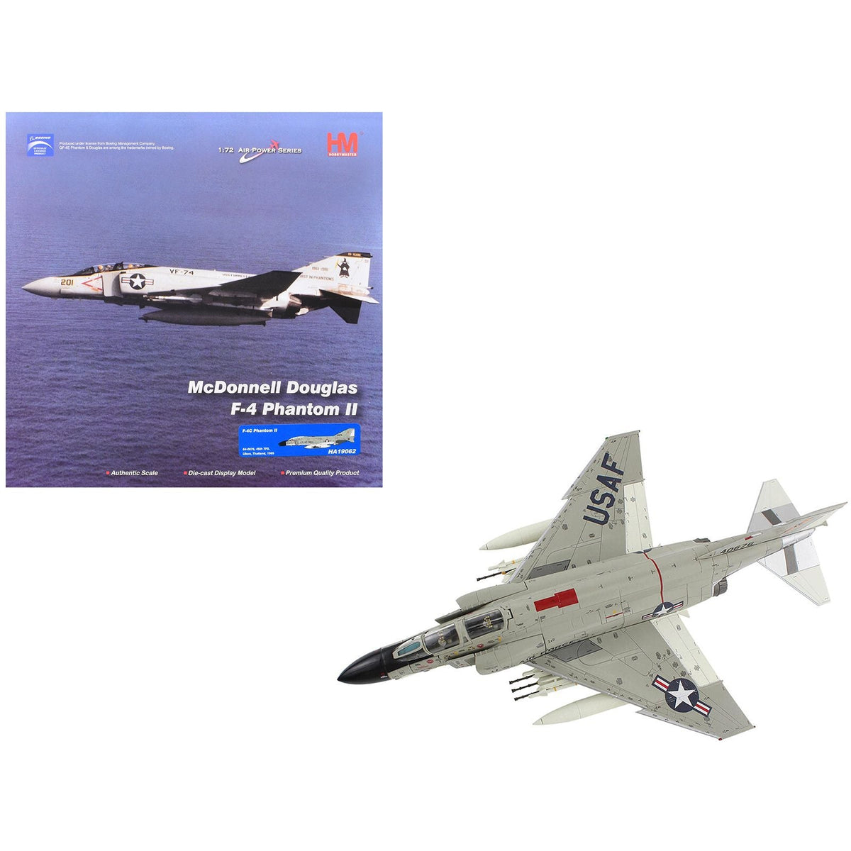 McDonnell Douglas F-4C Phantom II Fighter-Bomber Aircraft "45th TFS Ubon Thailand" (1965) United States Air Force "Air Power Series" 1/72 Diecast Model by Hobby Master-Hobby Master-ModelCars.com