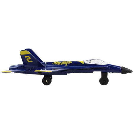 McDonnell Douglas F/A - 18A Hornet Fighter Aircraft Blue "United States Navy Blue Angels 2" with Runway 24 Sign Diecast Model Airplane by Runway24 - Runway24 - ModelCars.com